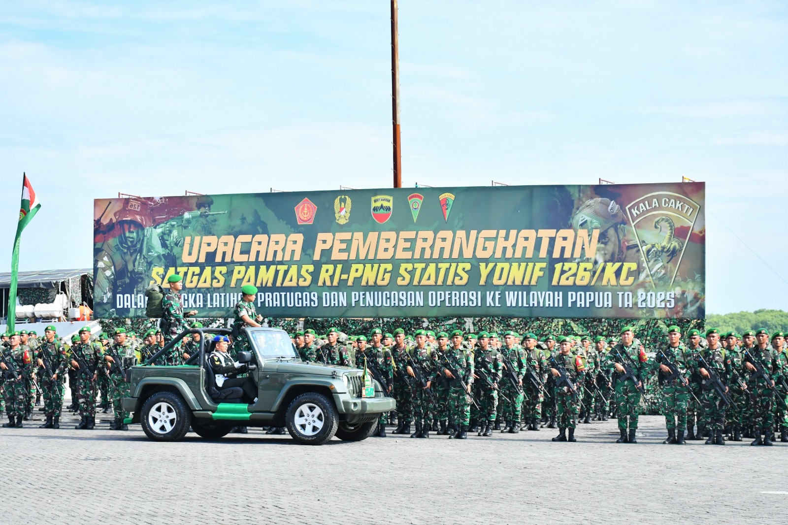 Komandan Lantamal I Hadiri Upacara Pemberangkatan Satgas Pengamanan Perbatasan RI-PNG